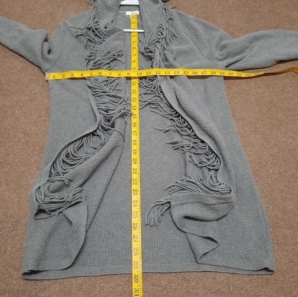 J. Jill Charcoal Open Cardigan with Fringe - Picture 5 of 5